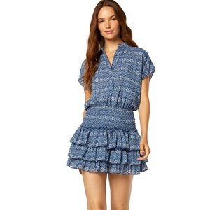 Misa Los Angeles Blue Patterned Mini Dress
